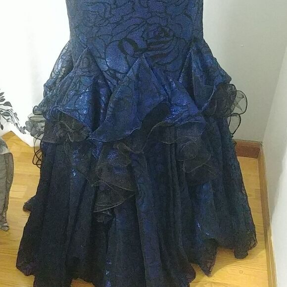 NWT Jasmine Mermaid Style Navy Sequined Strapless Prom Dress 2 - Picture 3 of 10